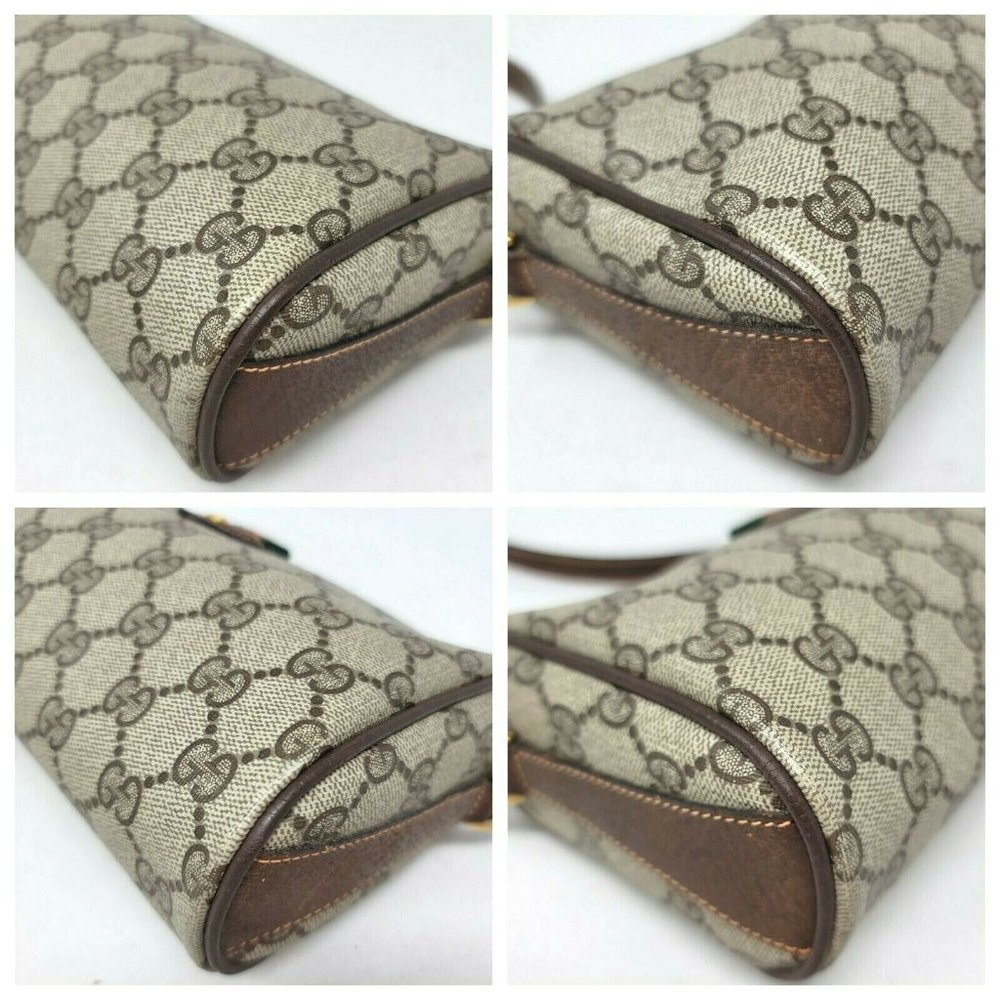 Gucci Ophidia Web Stripe Brown GG Supreme Canvas Leather Cross Body Hand Bag VTG - Picture 9 of 11